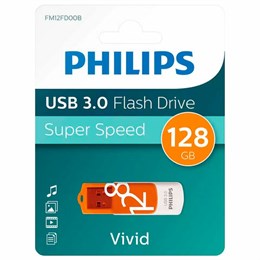 Флеш-диск 128GB PHILIPS VIVID, разъем USB 3.0, желтый, FM12FD00B/97