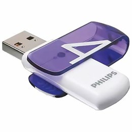 Флеш-диск 4GB PHILIPS VIVID, разъем USB 2.0,фиолетовый, FM04FD05B/97