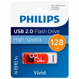 Флеш-диск 128GB PHILIPS VIVID, разъем USB 2.0, желтый, FM12FD05B/97