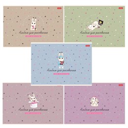 Альбом д/рис. А4 20л., скоба, Soft-touch ламинация, HATBER, 205х290мм, Милашка Банни, 20А4лВ