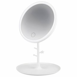 Зеркало настольное с LED-подсветкой для макияжа, диаметр 17 см, 3 режима свечения, аккумулятор 1200 mAh, цвет белый, WBZ, 609330