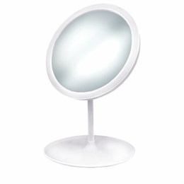 Зеркало настольное с LED-подсветкой для макияжа, диаметр 17 см, 3 режима свечения, аккумулятор 800 mAh, цвет белый, WBZ, 609332