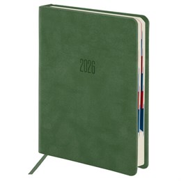Ежедневник датированный 2026 B6 125х173 мм, GALANT "Vivid", под кожу, зеленый, 117409