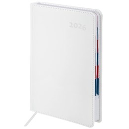 Ежедневник датированный 2026 А5 148х218мм GALANT White, под кожу, белый, 117494