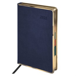 Ежедневник датированный 2026 А5 148х218мм GALANT Infinity Gold, под кожу, темно-синий, 117503