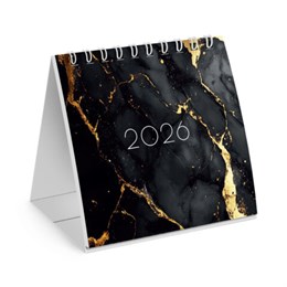Календарь-домик настольный на гребне, 2026 г., BRAUBERG, 101х101 мм, "Black marble", 117279