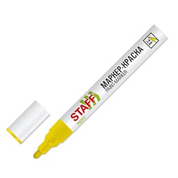 Маркер-краска лаковый (paint marker) 2-4 мм, ЖЕЛТЫЙ, НИТРО-ОСНОВА, STAFF PROFIT, для любых поверхностей, 152583