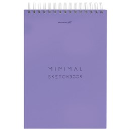 Скетчбук, белая бумага 100 г/м2, 140х201 мм, 60 л., гребень, жёсткая подложка, BRAUBERG ART, Minimal сиреневый, 116901