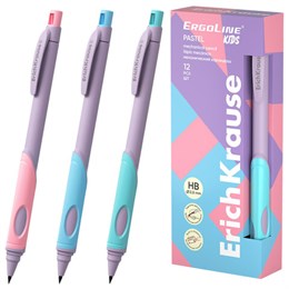 Карандаш механический 2 мм ERICH KRAUSE "ErgoLine Kids Pastel", HB, с точилкой, ассорти, 63833