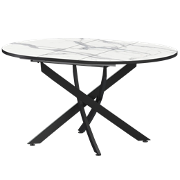 Стол раздвижной Геометрия Обеденные столы в пластике Геометрия 900+300 (Н-3784) Мрамор Белый/Черный муар