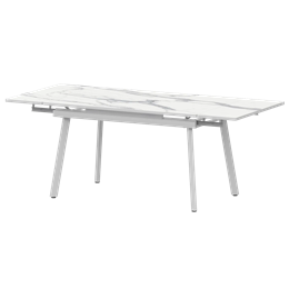 Стол раздвижной Гранд Обеденные столы в пластике Гранд 1200+300+300 (Н-3778) Мрамор Белый/Белый муар