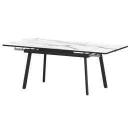 Стол раздвижной Гранд Обеденные столы в пластике Гранд 1400+300+300 (Н-3799) Мрамор Белый/Черный муар
