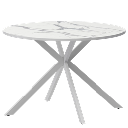 Стол нераздвижной Грань Обеденные столы в пластике Грань 900 (Н-3824) Мрамор Белый/Белый муар