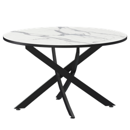 Стол нераздвижной Геометрия 2 Обеденные столы в пластике Геометрия 2 1000 (Н-3782) Мрамор Белый/Черный муар