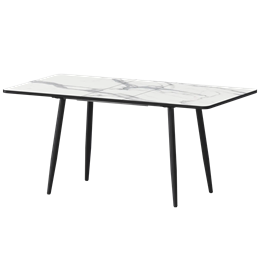 Стол раздвижной Бетта Обеденные столы в пластике Бетта 1100+300 R20 (Н-3813) Мрамор Белый/Черный муар