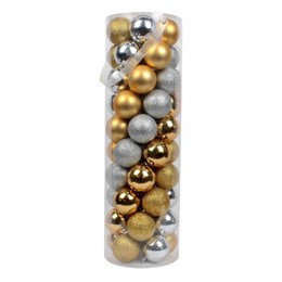 Шары елочные НАБОР 50 шт., 6 см, "Gold&Silver Spark", пластик, золото/серебро, ЗОЛОТАЯ СКАЗКА, 592452