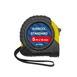 Рулетка измерительная 5 м х 19 мм, обрезиненный корпус, с фиксатором, RABBITEX Standard, 671349