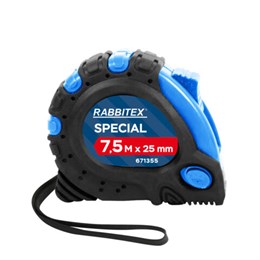 Рулетка измерительная 7,5 м х 25 мм, обрезиненный корпус, 3 фиксатора, RABBITEX Special, 671355