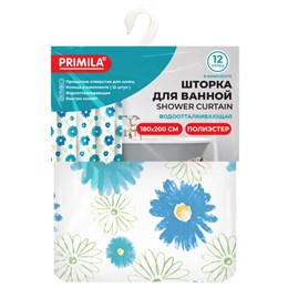 Шторка для ванной ПОЛИЭСТЕР, 180х200см, кольца в комплекте, ЦВЕТЫ, PRIMILA, 700082