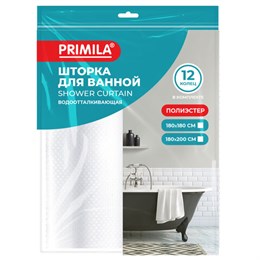 Шторка для ванной ПОЛИЭСТЕР, 180х180см, кольца в комплекте, БЕЛЫЙ БРИЛЛИАНТ, PRIMILA, 700087