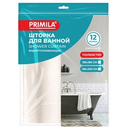 Шторка для ванной ПОЛИЭСТЕР, 180х180см, кольца в комплекте, БЕЖЕВЫЙ БРИЛЛИАНТ, PRIMILA, 700089
