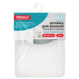 Шторка для ванной EVA, 180х180см, кольца в комплекте, БЕЛАЯ ГОЛОГРАФИЯ, PRIMILA, 700102