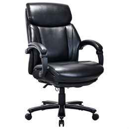 Кресло HAWASAN "Voyager HD-010", НАГРУЗКА до 180 кг, подножка, экокожа, черное, 532971