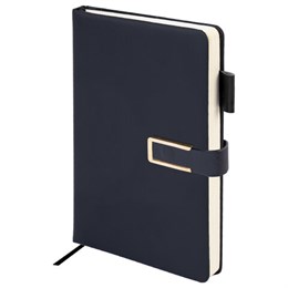 Ежедневник недатированный А5 143х210мм BRAUBERG Deluxe, под кожу, магнит 160л, черный, 117414, 117141