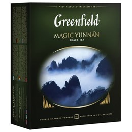 Чай GREENFIELD "Magic Yunnan" черный, 100 пакетиков в конвертах по 2 г