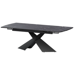 Стол раздвижной Модерн Обеденные столы в пластике Модерн 1400х945+300 (Н-3833) Даркстоун/Черный муар