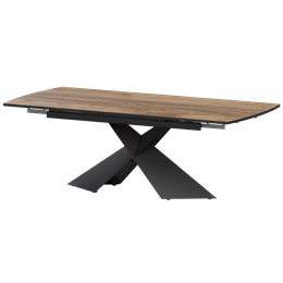 Стол раздвижной Модерн Обеденные столы в пластике Модерн 1400х945+300 (Н-3833) Дуб Самдал/Черный муар