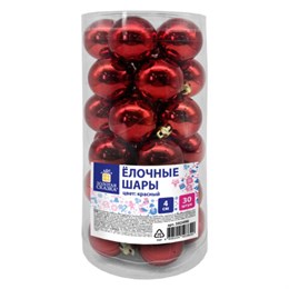 Шары ёлочные 30 шт., 4 см, "Solid Color", пластик, КРАСНЫЕ, глянец, ЗОЛОТАЯ СКАЗКА, 592496