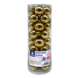 Шары ёлочные 32 шт., 2,5 см, "Tender Shine", пластик, золотистые, глянец, ЗОЛОТАЯ СКАЗКА, 592502
