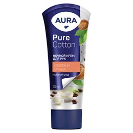 Крем для рук ночной 75мл AURA Pure Cotton "Хлопок и аргана", 12793