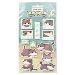Наклейки зефирные BRAUBERG МИЛЫЕ КОТЫ, многоразовые, 10х15 см, 666054