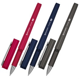 Ручка шариковая с грипом BRAUBERG "VIVID", СИНЯЯ, SOFT TOUCH покрытие, узел 0,7 мм, линия письма 0,35 мм, 144396