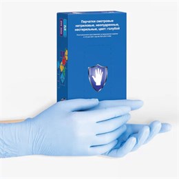 Перчатки нитриловые смотровые 50 пар (100шт), р-р M (средний), голубые, SAFE&CARE ZN302, ЧЗ, шк10386