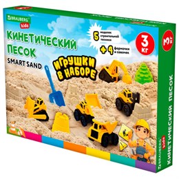 Набор кинетического песка 3 кг, "ВЕСЕЛАЯ СТРОЙКА", песочница, игрушки, формочки, BRAUBERG KIDS, 666210