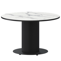Стол нераздвижной Амур Обеденные столы в пластике Амур 1000 (Н-3822) Мрамор Белый/Черный муар