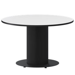 Стол нераздвижной Амур Обеденные столы в пластике Амур 1000 (Н-3822) Супер Белый/Черный муар