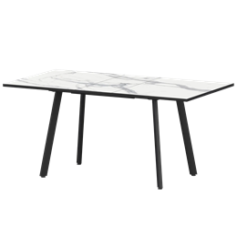 Стол раздвижной Альфа Обеденные столы в пластике Альфа 1200+300 (Н-3780) Мрамор Белый/Черный муар