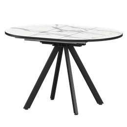 Стол раздвижной Байкал Мини Обеденные столы в пластике Байкал 800+300 (Н-3777) Мрамор Белый/Черный муар