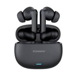 Наушники беспроводные TWS внутриканальные, гибридное шумоподавление ANC + ENC, SONNEN PREMIUM EP-BH33B, Bluetooth 5.3, черные, 514123