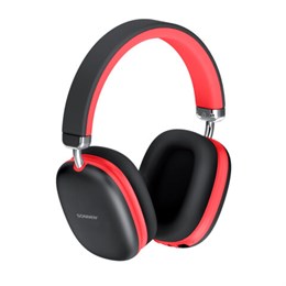 Наушники беспроводные накладные полноразмерные раздвижные мультирежимные, SONNEN HP-B12BR, Bluetooth 5.4, черный/коралловый, 514128