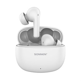 Наушники беспроводные TWS внутриканальные, гибридное шумоподавление ANC + ENC, SONNEN PREMIUM EP-BH34W, Bluetooth 5.3, белые, 514124