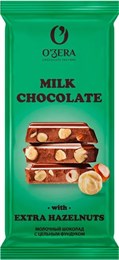 Шоколад  "O'Zera" молочный с цельным фундуком Milk & Extra Hazelnut , 90 г Шоколад  "O'Zera" молочный с цельным фундуком Milk & Extra Hazelnut , 90 г