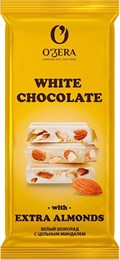 Шоколад  "O'Zera" White and Extra Almond , 90 г Шоколад  "O'Zera" White and Extra Almond , 90 г
