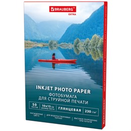 Фотобумага глянцевая, 10х15 см, 230 г/м2, односторонняя, 50 листов, BRAUBERG EXTRA, 364474 Фотобумага глянцевая, 10х15 см, 230 г/м2, односторонняя, 50 листов, BRAUBERG EXTRA, 364474