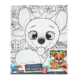 Картина детская по контуру, АССОРТИ 7 видов, 20х25 см, на подрамнике, акрил, кисти, МУЛЬТИ АРТ, 8084