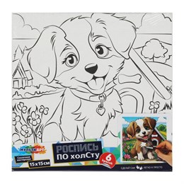 Картина детская по контуру, АССОРТИ 7 видов, 15х15 см, на подрамнике, акрил, кисти, МУЛЬТИ АРТ, 5902